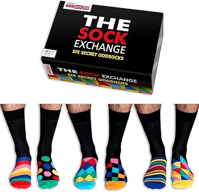 United Oddsocks The Sock Exchange Box of 6 Multicoloured Men Socks UK Size 6-11