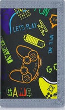 Kids Wallets for Boys Ages 4-18 Trifold, Toddler/Youth Wallet Black Gamepad
