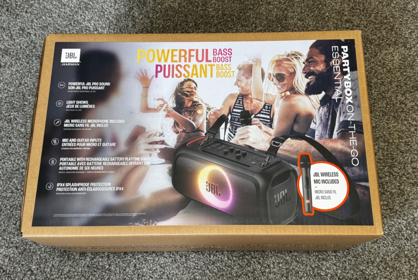 JBL - PartyBox On-The-Go Essential Portable Wireless Party Speaker  Wireless Mic