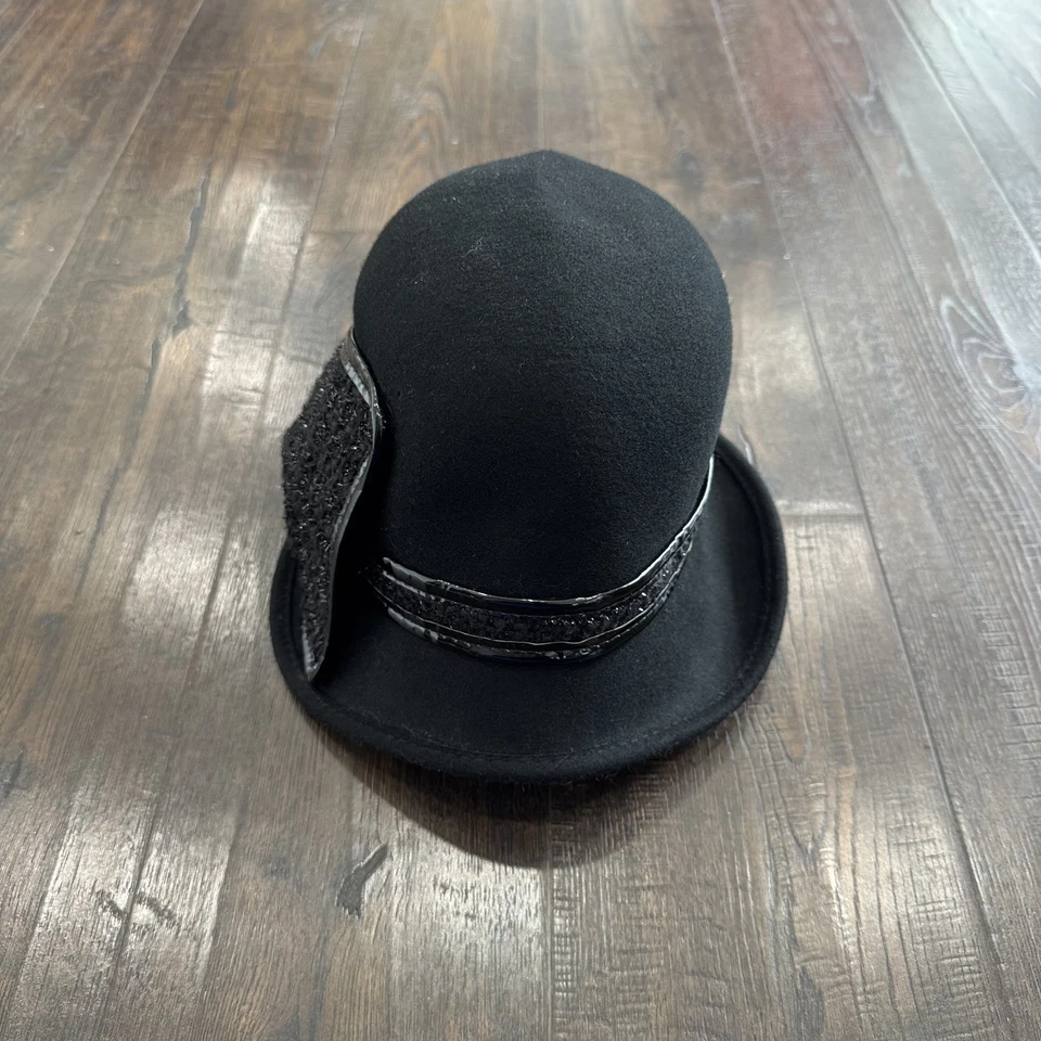 Elegante sombrero Scala Collezione para mujer talla única negro lana lazo decorativo Foto 2 de 4