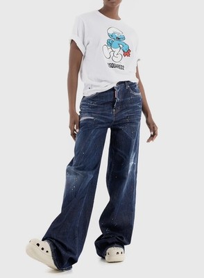 DSQUARED2 Traveller Wide DARK BOB WASH Jeans IT40 Distressed NEU Mod. S72LB0602