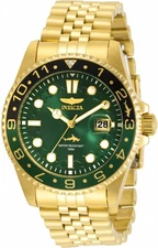 Invicta Pro Diver Quartz Green Dial Yellow Gold-tone Sprite Bezel  Men's Watch