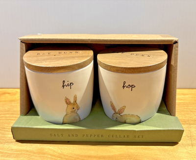 #ad #ad RAE DUNN NEW 2025 EASTER “HIP HOP” CERAMIC MINI CANISTERS Salt amp; Pepper Cellar $20.00