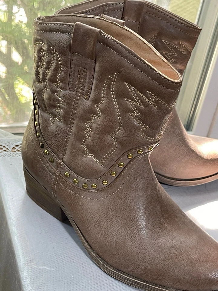 Botas de vaquero de cuero Rylee de bambú Foto 3 de 4