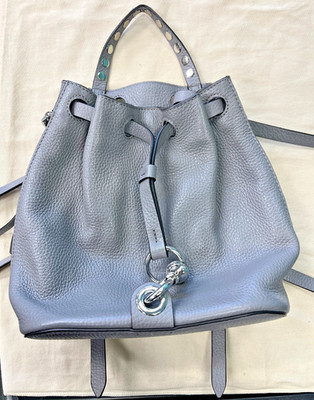 REBECCA MINKOFF Blythe Leather Backpack Gray with Silver-Tone Hardware - CUTE