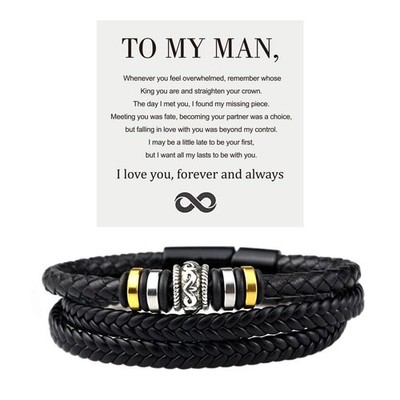 Angyape To My Man, Infinity Leather Bracelet from Wife I Love 8.46In, Style A