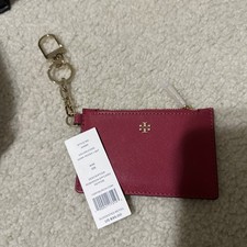 Brand New Authentic Tory Burch Robinson zip Card Key fob