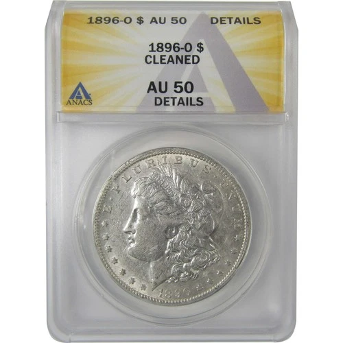 1896 O Morgan Dollar AU 50 Details ANACS Silver $1 Coin SKU:I18962