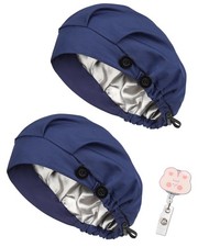 Adjustable Nurse Caps for Women Silk Lined Scrub Caps with Buttons