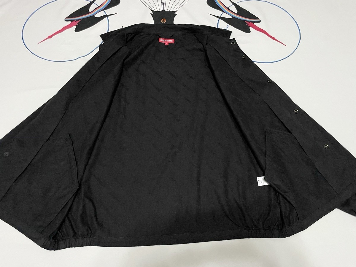 Mens Supreme Snap Front Jacquard Logos Twill Jacket FW19 Black L