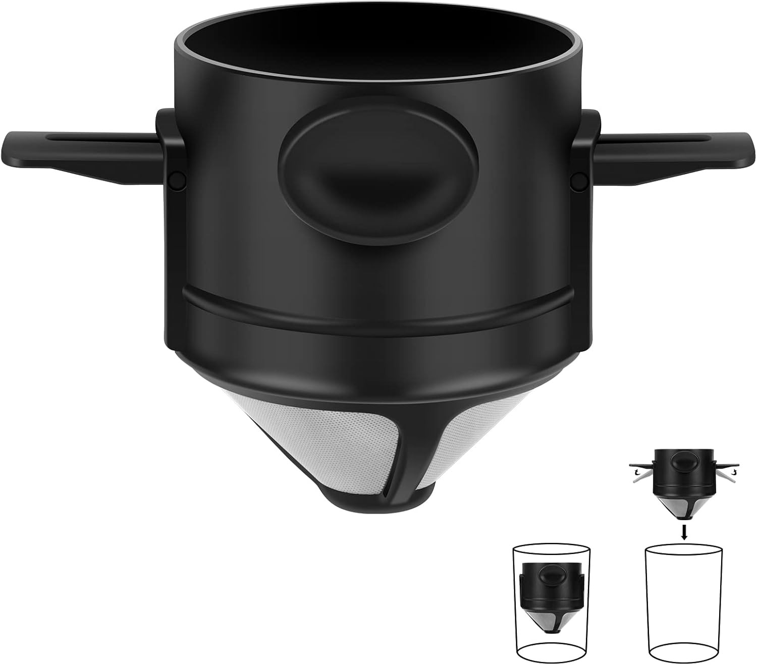 Pour Over Coffee Maker,Portable Stainless Steel Reusable Coffee Filter, Mini Col