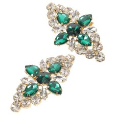 2Pcs Bridal Shoe Buckles Green Alloy Clips for Formal Shoes Decoration