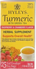 Hyleys Turmeric w/ Green Tea Raspberry & Cranberry 25ct  EXP 01/28