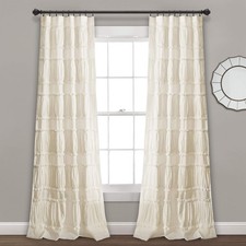 Nova Ruffle Window Curtain Panel Pair, 42"W x 84"L, Pale Yellow/Ivory
