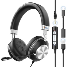 Wantek USB Headset with Microphone for PC,Laptop,Computer Headset with Noise ...