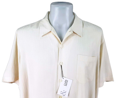 Croft & Barrow Herren 100 % SEIDE hellgelb S/S HAWAII HEMD - XL - 52'' - £66