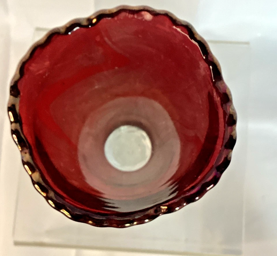 Vintage Ruby Red EAPG Flash Glass Trumpet Vase 6" - Image 2 of 4