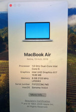 Apple MacBook Air Retina 13-inch 2019 1.6GHz Dual-Core Intel I5 128GB 8GB RAM