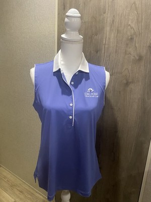 Fairway & Greene Emily Sleeveless Polo Women s L Persian/White UPF 50+ Logo