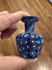 VTG MCM MURANO MILLEFIORI COBALT BLUE ART GLASS MINI VASE 2 1/4” WONDERFUL!