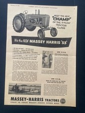1953 CANADIAN JOHN MASSEY HARRIS TRACTOR AD FERGUSON MODEL CHAMP 3 PLOW MODEL