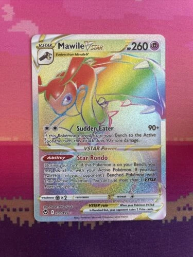 Pokemon Card Mawile VSTAR 200/195 Secret Rainbow Rare Silver Tempest Near Mint