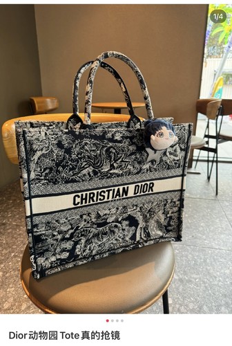 Christian Dior Book Tote Bag Navy Women Classic