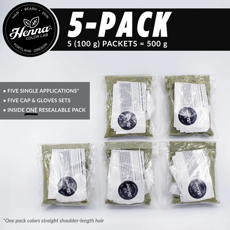 PACK DE 5 tintes para cabello y barba de henna roja vino | 100 % natural | Laboratorio de color henna  Foto 2 de 4