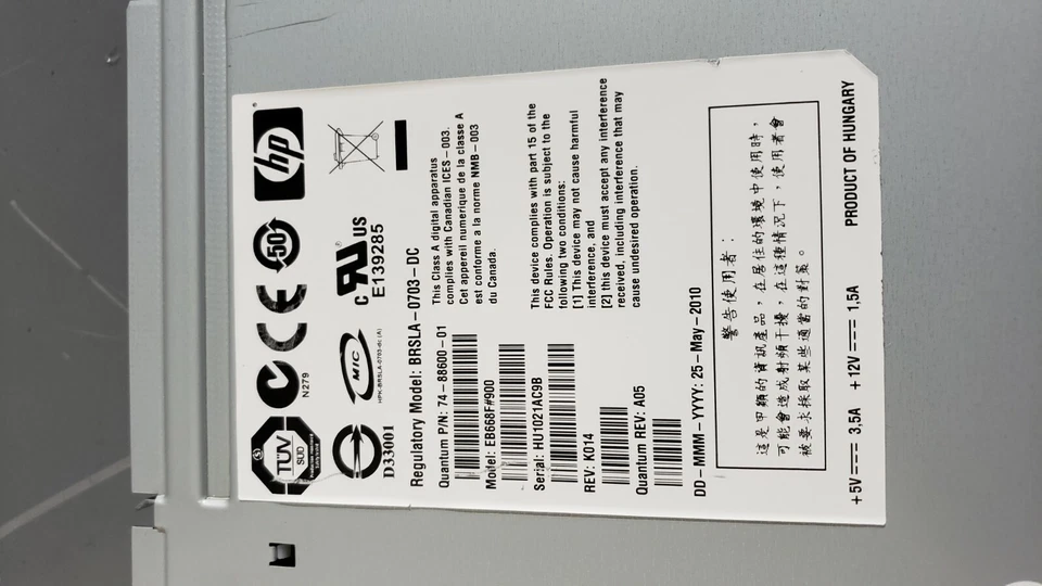 Unidad de cinta Quantum 74-88600-01 LTO-4 i40 i80 biblioteca 3-05263-01 SAS EB668F#900  Foto 3 de 3