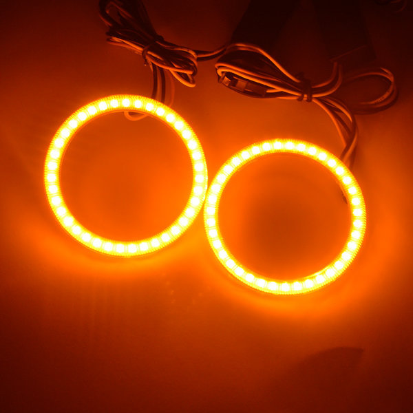 72MM LED Halo Rings SMD White Amber Dual Color LED Angel Eyes DRL ...