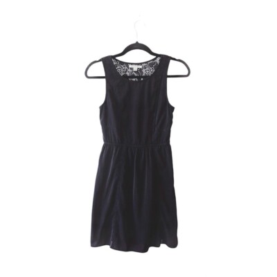 American Eagle Black Lace Back Fit & Flare Sleeveless Mini Dress 2 Womens  | eBay