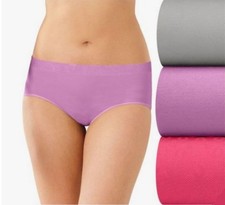 3 Bali Comfort Revolution Seamless Hipster Panties AK90 Pink Purple Grey 10 / 11