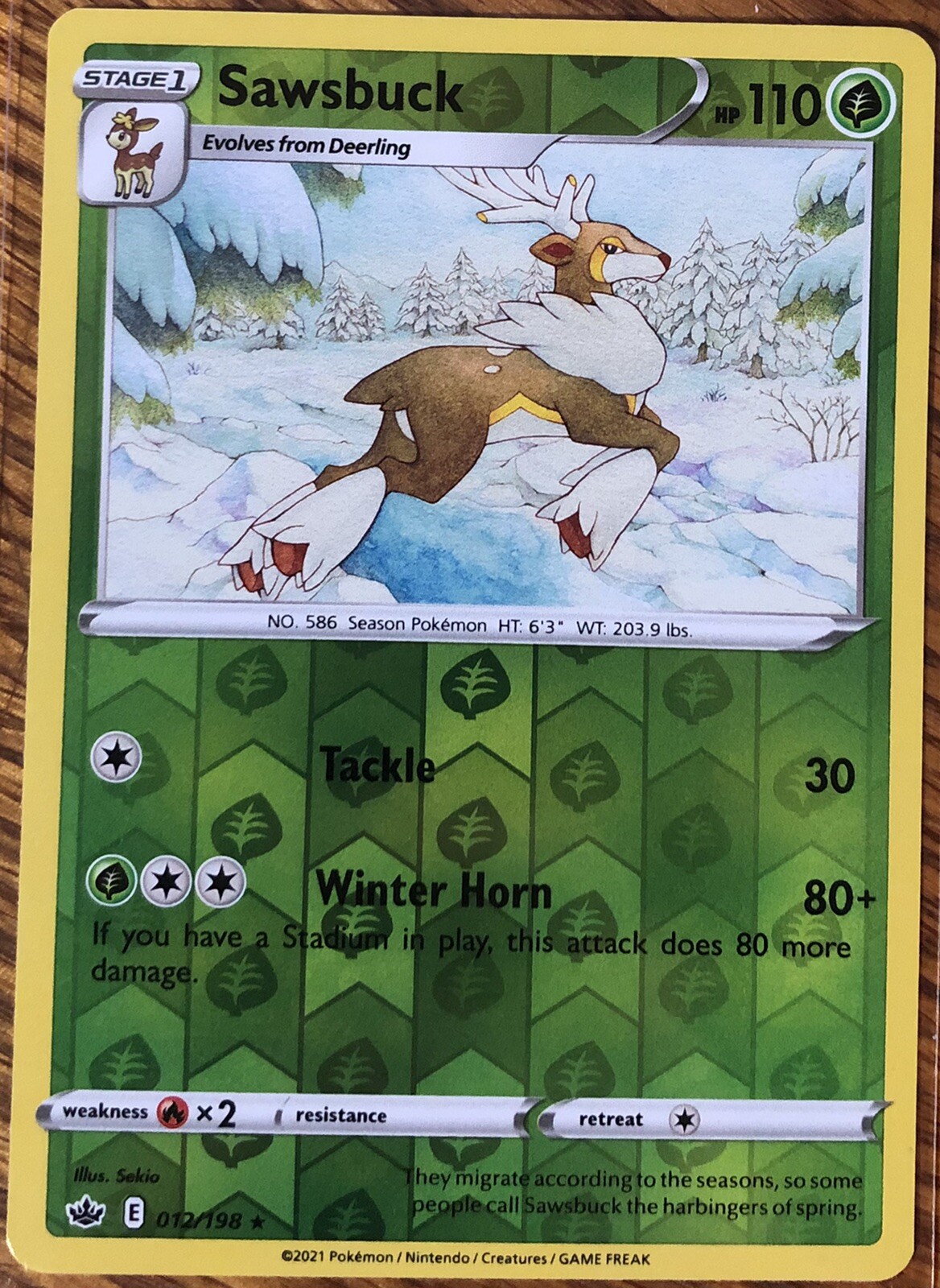 Sawsbuck 12/198 - Reverse Holo - Chilling Reign - Rare - Read Desc.