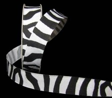 7 Yards Black White Zebra Stripe Animal Print Grosgrain Ribbon 5/8"W