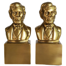 Philadelphia Manufacturing Abraham Lincoln Bust Brass Bookends Set 6.25"