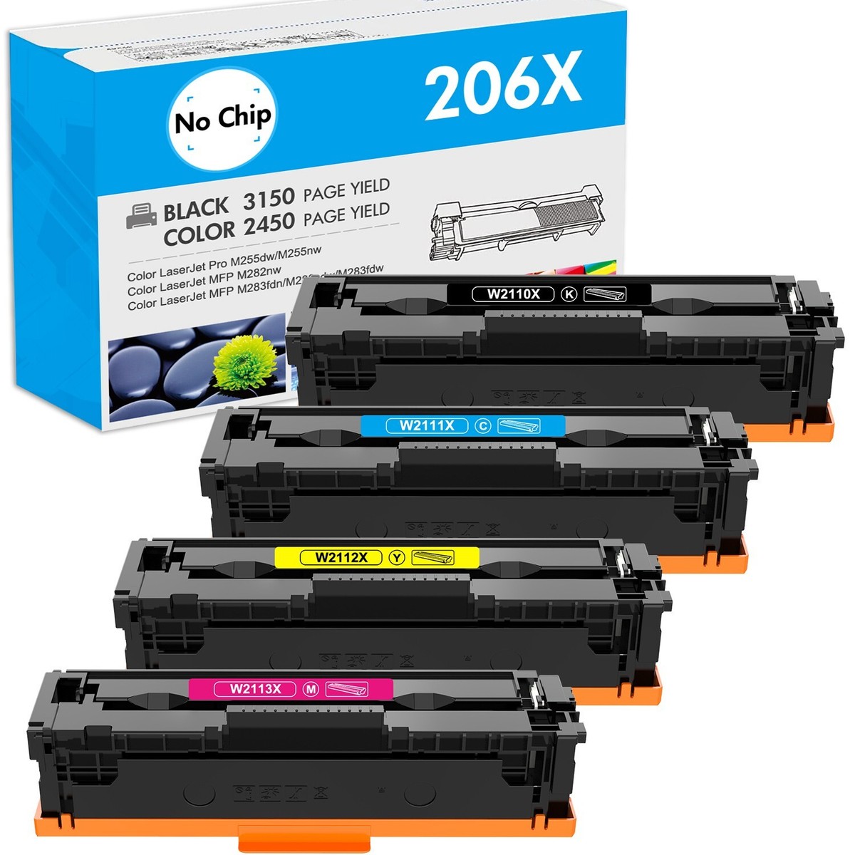 4 W2110X For HP 206X Toner Color LaserJet Pro MFP M283cdw M255dw