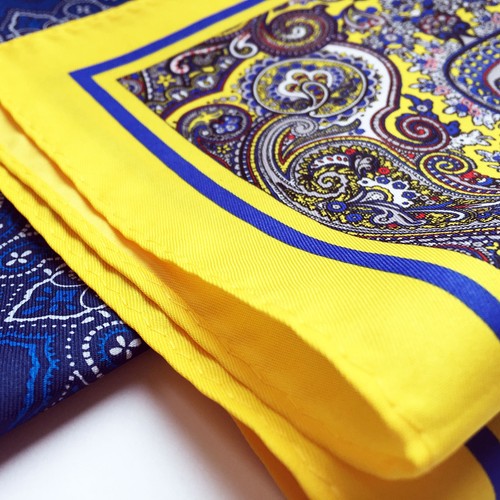 designer large 33cm paisley silk blend pattern pocket square