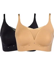 Rhonda Shear 2-pack Breathable Gel Support Bra Black/Beige