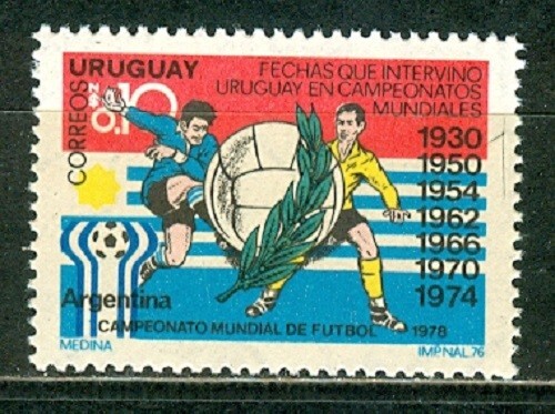 Uruguay Weltmeisterschaft Fußball Argentinien 1978 perforierte Briefmarken postfrisch - Bild 1 von 2
