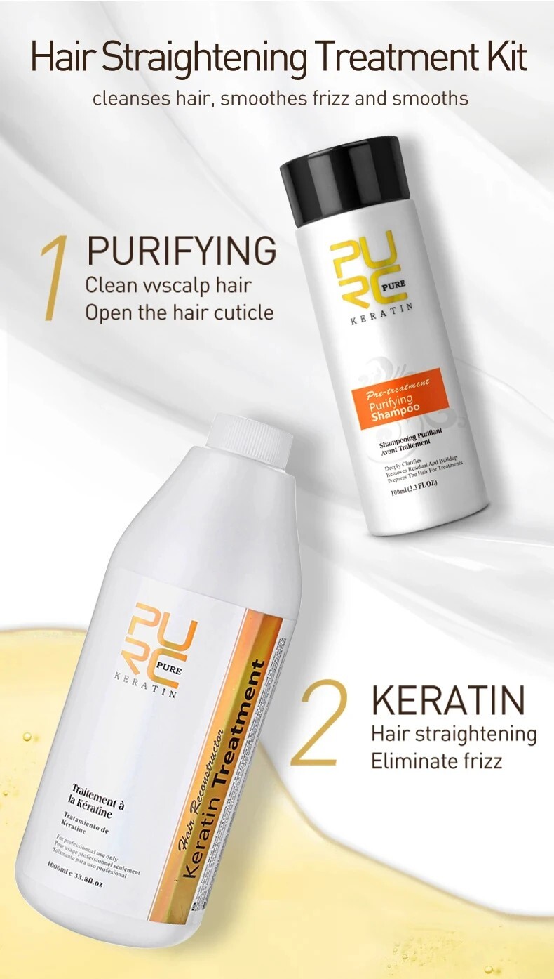 PURC Keratin Hair Cream Brazilian Hair Straightening And Smoothing Shampoo Hair