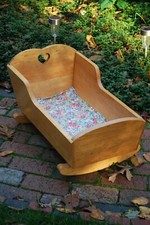 Handmade Solid Maple Doll Cradle w/ Heart Cut Out