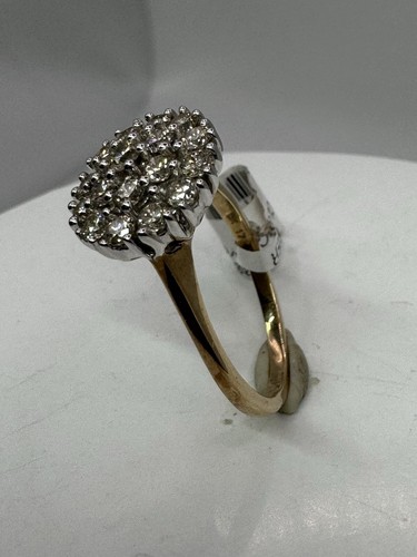 9ct Yellow Gold 1ct Natural Diamond Cluster Ring Size N 4.1gms - Picture 9 of 15