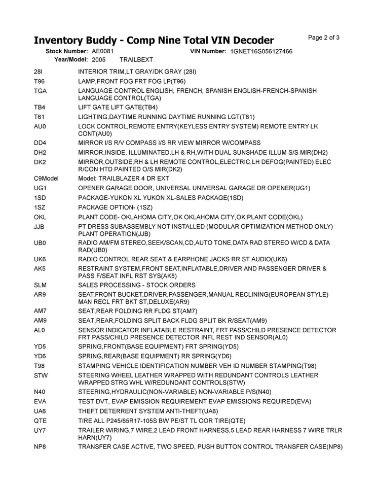 Chevrolet Trailblazer EXT 2005 conjunto de transmisión automática 4,2 L 166 k millas Foto 3 de 4