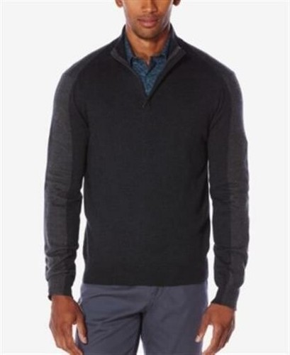 Black Heather Quarter zip Sweater NWT 