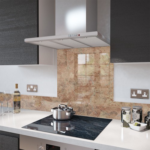Premier Range "18 - Abstract Red Marble" Glass Splashback - Picture 2 of 4