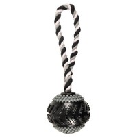 Flamingo Hundespielzeug Tpr Gladiator Curling 28Cm Schwarz Mit Seil