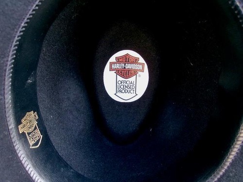 HARLEY DAVIDSON OFFICIAL BLACK COWBOY WESTERN STYLE HAT 100% WOOL X-L - Picture 8 of 11