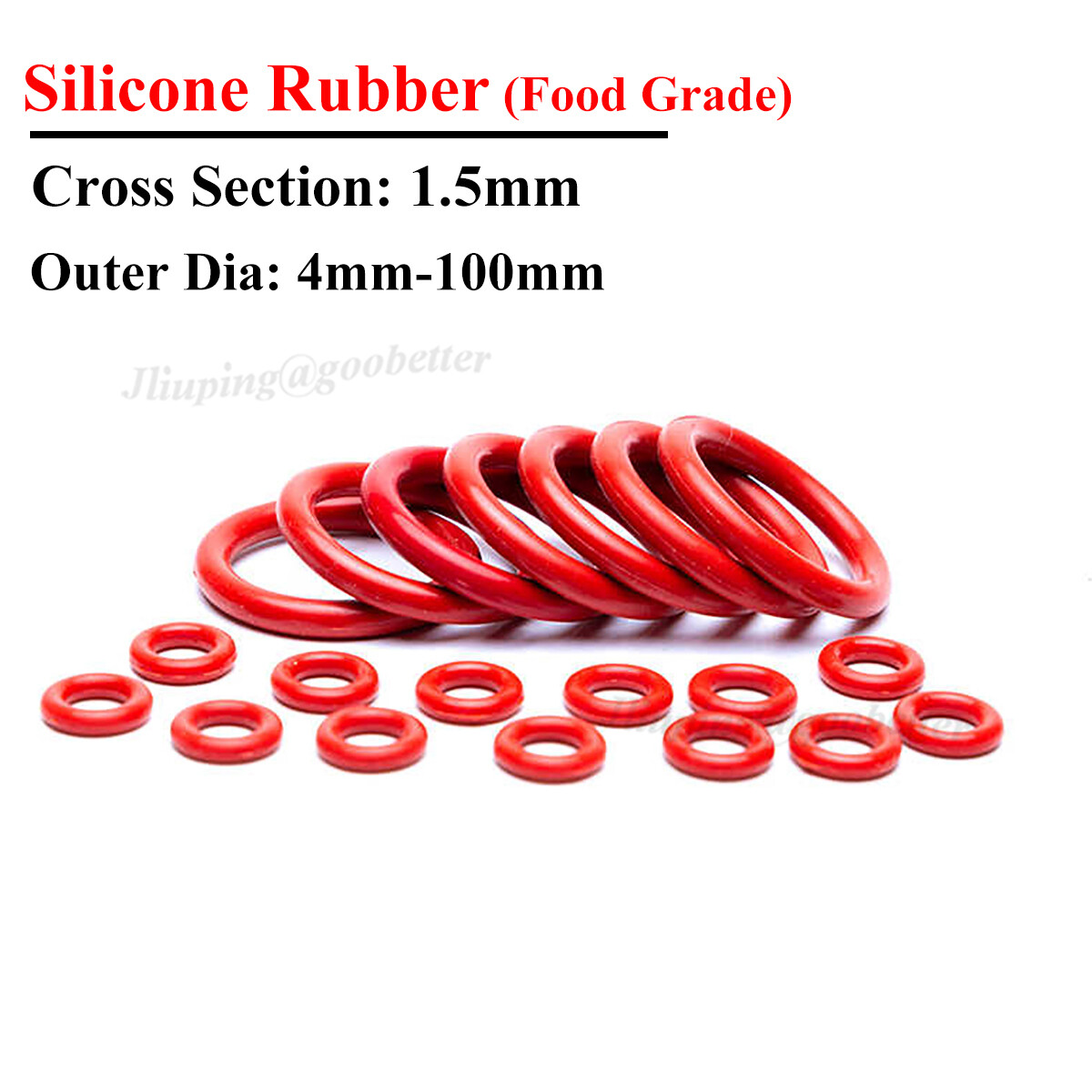 Food Grade Red Silicone Rubber O Rings CS 1.5mm & OD 4-100mm Seals O-Ring Washer