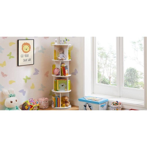 VECELO Unique Revolving Storage Rack for Spinning Small Bookcase for Kids 4-Tier - Picture 11 of 12