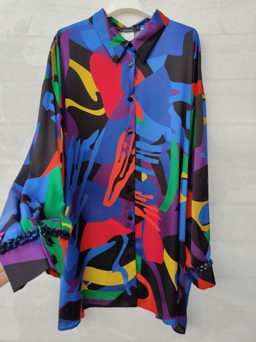🌟MARINA RINALDI SATIN Blouse PLUS size 31- W22 US_60It_52De_56Fr_26Uk - Picture 9 of 24